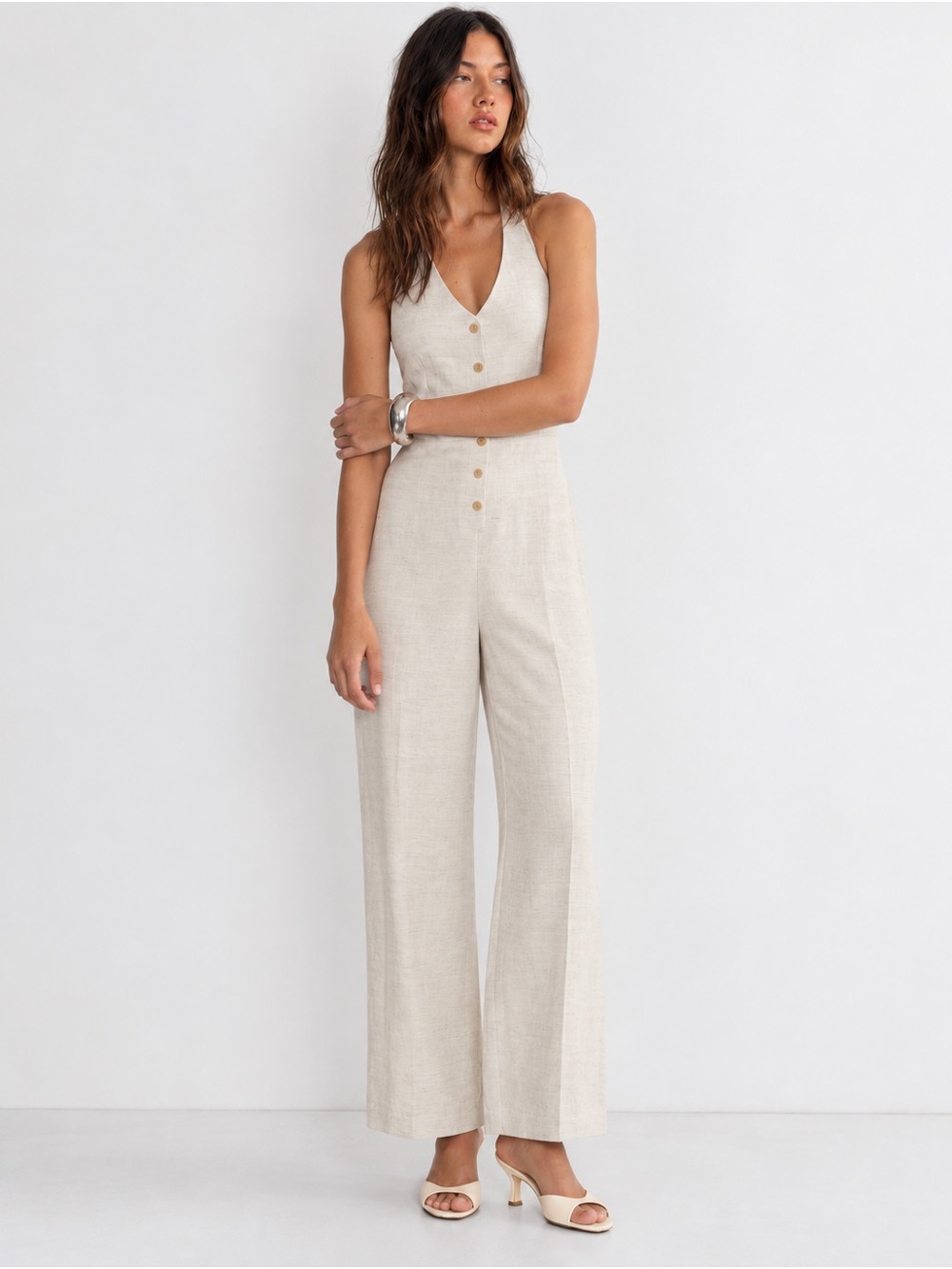 Aritzia Wilfred CruiseLinen Upscale Jumpsuit Natural Ecru Sz 2 Linen Lyocell